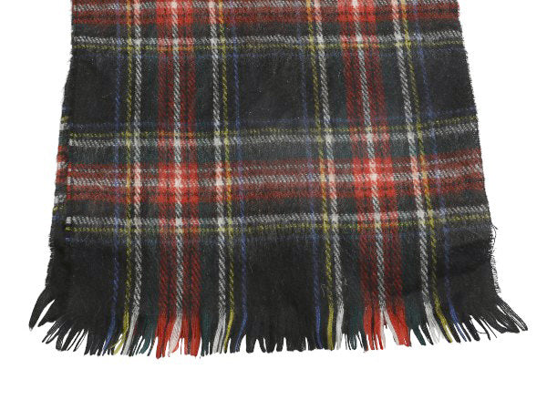 70s イギリス製 高級 100% カシミヤ マフラー メンズ レディース 古着 ヴィンテージ タータン チェック フリンジ付き 英国王室 ワラント