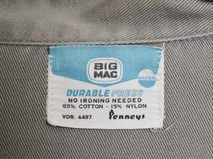 60s ビッグマック 長袖 ワーク シャツ メンズ L 程 古着 ヴィンテージ JCペニー ペニーズ ノーアイロン ツイル ポケット付き 無地 グレー