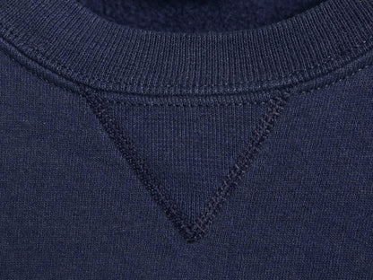 90s USA製 ラッセル 無地 スウェット メンズ レディース L 古着 オールド トレーナー 前V 裏起毛 ワンポイント ブランク シンプル ネイビー