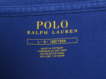 ミドルポニー ポロ ラルフローレン 長袖 Tシャツ メンズ L ロンT ロングスリーブ 袖プリント ワンポイント カットソー シングルステッチ 青