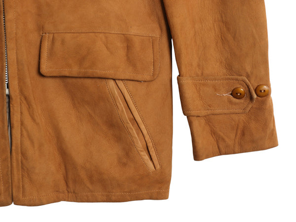 60s USA製 マクレガー 本革 レザー ジャケット メンズ S 程 ヴィンテージ フルジップ ヌバック スウェード ライナー付き ハーフ コート 茶