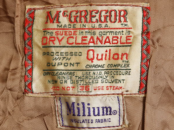 60s USA製 マクレガー 本革 レザー ジャケット メンズ S 程 ヴィンテージ フルジップ ヌバック スウェード ライナー付き ハーフ コート 茶