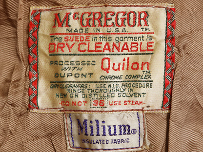 60s USA製 マクレガー 本革 レザー ジャケット メンズ S 程 ヴィンテージ フルジップ ヌバック スウェード ライナー付き ハーフ コート 茶