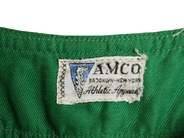 40s 50s ★ AMCO ベースボール シャツ メンズ M ヴィンテージ 半袖シャツ マチ付き シャムロック フェルト ワッペン ゲームシャツ コットン