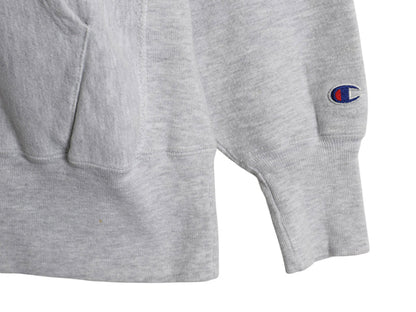 90s ★ チャンピオン リバースウィーブ 3段 プリント スウェット パーカー メンズ M 古着 オールド トレーナー 裏起毛 カレッジ 霜降り 灰