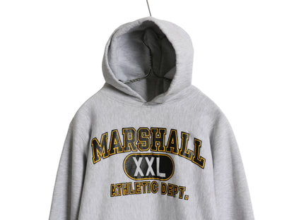 90s ★ チャンピオン リバースウィーブ 3段 プリント スウェット パーカー メンズ M 古着 オールド トレーナー 裏起毛 カレッジ 霜降り 灰