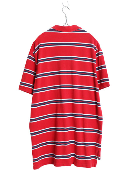 00s ポロ ラルフローレン ボーダー 鹿の子 半袖 ポロシャツ メンズ XL オールド 半袖シャツ コットン トップス ワンポイント 大きいサイズ
