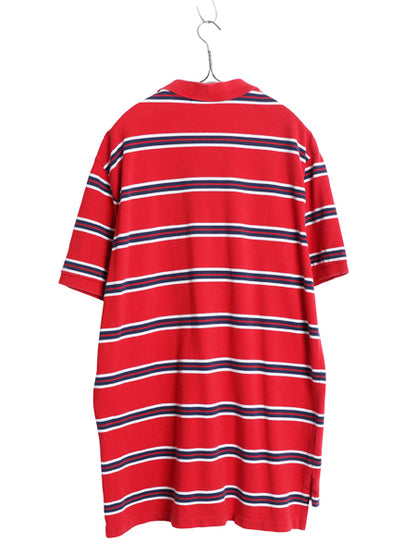00s ポロ ラルフローレン ボーダー 鹿の子 半袖 ポロシャツ メンズ XL オールド 半袖シャツ コットン トップス ワンポイント 大きいサイズ