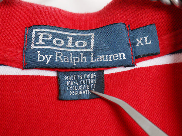 00s ポロ ラルフローレン ボーダー 鹿の子 半袖 ポロシャツ メンズ XL オールド 半袖シャツ コットン トップス ワンポイント 大きいサイズ