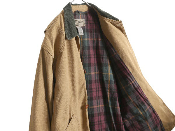 エルエルビーン ダック ハンティング ジャケット メンズ L / アウトドア カバーオール フィールド ハーフ コート フランネル ライナー付き