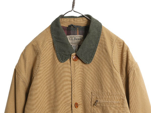 エルエルビーン ダック ハンティング ジャケット メンズ L / アウトドア カバーオール フィールド ハーフ コート フランネル ライナー付き