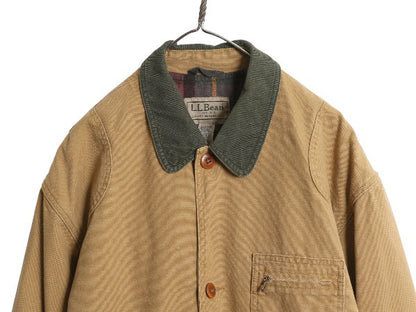 エルエルビーン ダック ハンティング ジャケット メンズ L / アウトドア カバーオール フィールド ハーフ コート フランネル ライナー付き