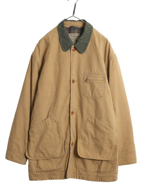 エルエルビーン ダック ハンティング ジャケット メンズ L / アウトドア カバーオール フィールド ハーフ コート フランネル ライナー付き