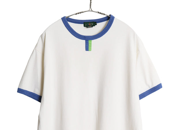90s USA製 ジェイクルー チョコチン リンガー 半袖 Tシャツ メンズ XL / オールド 巨人タグ ヘビーウェイト コットン 無地 白 大きいサイズ