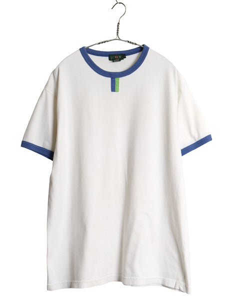 90s USA製 ジェイクルー チョコチン リンガー 半袖 Tシャツ メンズ XL / オールド 巨人タグ ヘビーウェイト コットン 無地 白 大きいサイズ