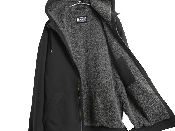 US企画 カーハート 裏 ボア フルジップ スウェット パーカー メンズ M パイル フリース ジャケット トレーナー Rain Defender 撥水加工 黒