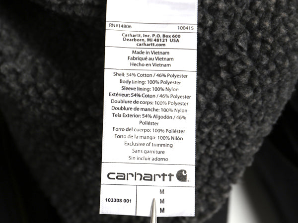 US企画 カーハート 裏 ボア フルジップ スウェット パーカー メンズ M パイル フリース ジャケット トレーナー Rain Defender 撥水加工 黒