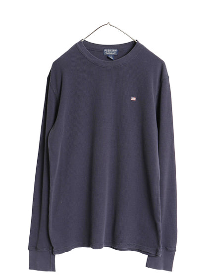 ポロ ジーンズ ラルフローレン 長袖 サーマル Tシャツ メンズ M ワンポイント 星条旗 ロンT ワッフル ストレッチ カットソー 無地 ネイビー