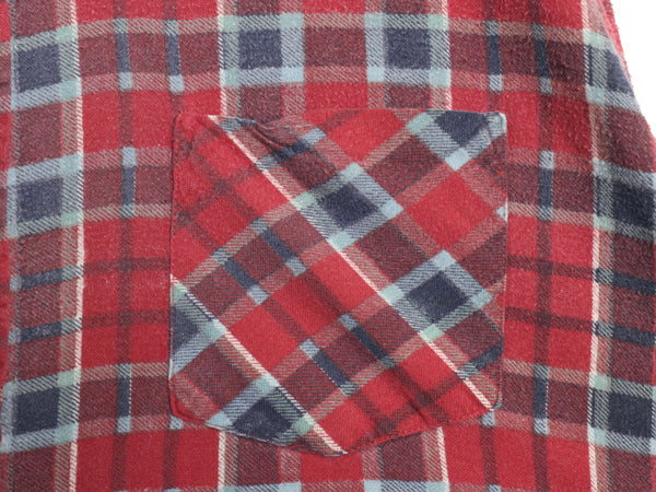 80s マクレガー チェック プリント フランネル シャツ メンズ L 程 ヴィンテージ ネルシャツ プリネル ライトウェイト 薄手 長袖シャツ 赤