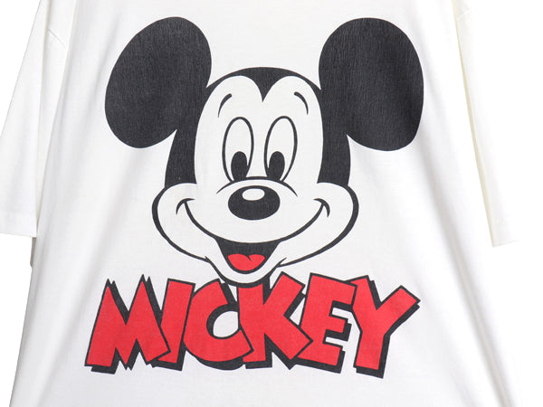 80s USA製 ミッキー イラスト プリント Tシャツ メンズ レディース XL 程 ヴィンテージ キャラクター ディズニー 半袖Tシャツ 大きいサイズ