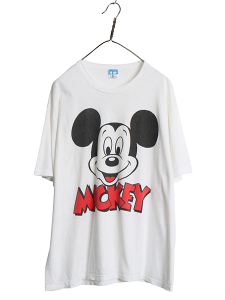 80s USA製 ミッキー イラスト プリント Tシャツ メンズ レディース XL 程 ヴィンテージ キャラクター ディズニー 半袖Tシャツ 大きいサイズ