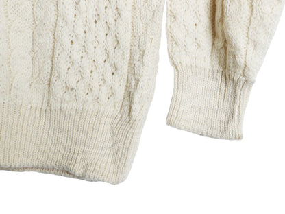 アイルランド製 GAELTARRA フィッシャーマン ニット セーターメンズ L / ウール アラン ケーブル ローゲージ シンプル ゆったり ナチュラル