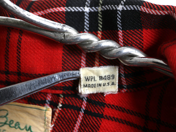 70s USA製 筆記体タグ ★ エルエルビーン チェック 長袖 シャツ メンズ M / 古着 ヴィンテージ ボックス 薄手 コットン ポケット付き 黒 赤