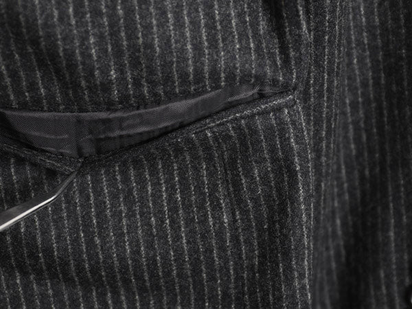 デッドストック 90s イタリア製 ポロ ラルフローレン テーラード ジャケット メンズ M 程 ブレザー フラノ ウール カシミヤ ストライプ 灰