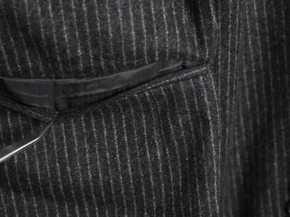 デッドストック 90s イタリア製 ポロ ラルフローレン テーラード ジャケット メンズ M 程 ブレザー フラノ ウール カシミヤ ストライプ 灰