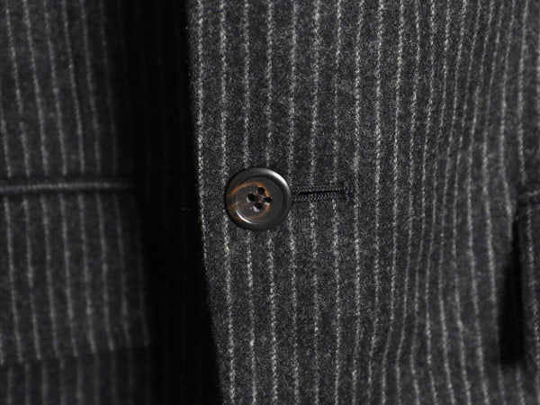 デッドストック 90s イタリア製 ポロ ラルフローレン テーラード ジャケット メンズ M 程 ブレザー フラノ ウール カシミヤ ストライプ 灰