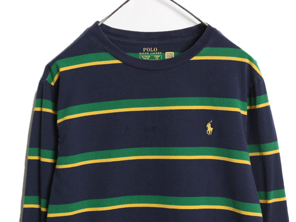 ポロ ラルフローレン ボーダー 長袖 Tシャツ キッズ XL メンズ S 程 ロンT ロングスリーブ コットン ワンポイント カットソー マルチカラー