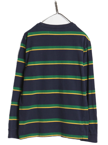 ポロ ラルフローレン ボーダー 長袖 Tシャツ キッズ XL メンズ S 程 ロンT ロングスリーブ コットン ワンポイント カットソー マルチカラー