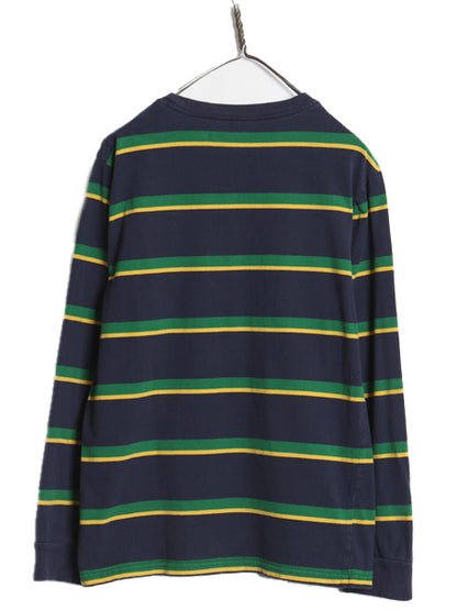 ポロ ラルフローレン ボーダー 長袖 Tシャツ キッズ XL メンズ S 程 ロンT ロングスリーブ コットン ワンポイント カットソー マルチカラー