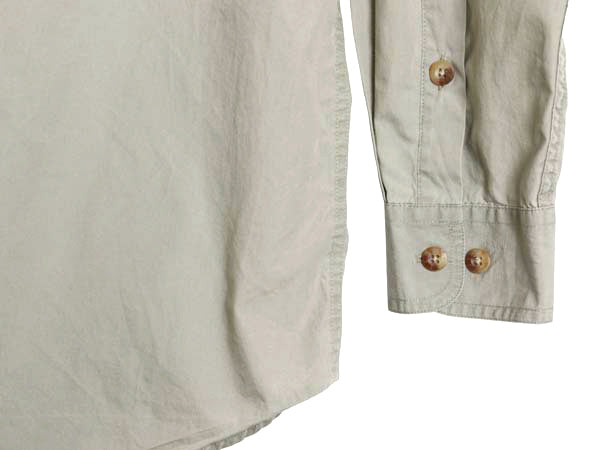 00s オービス 長袖 フィッシング シャツ メンズ L / オールド アウトドア サファリ ワーク コットン 長袖シャツ 無地 ポケット付き カーキ