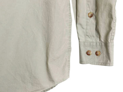 00s オービス 長袖 フィッシング シャツ メンズ L / オールド アウトドア サファリ ワーク コットン 長袖シャツ 無地 ポケット付き カーキ