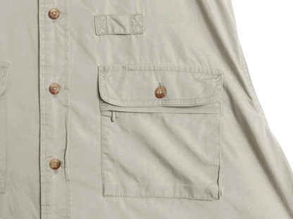 00s オービス 長袖 フィッシング シャツ メンズ L / オールド アウトドア サファリ ワーク コットン 長袖シャツ 無地 ポケット付き カーキ
