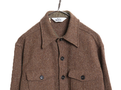 70s USA製 ウールリッチ CPO ウール シャツ メンズ L / ヴィンテージ 白タグ ヘビーウェイト ジャケット 長袖シャツ ポケット付き ブラウン