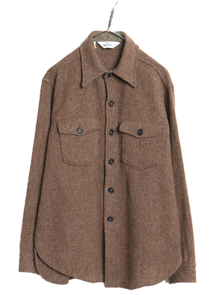 70s USA製 ウールリッチ CPO ウール シャツ メンズ L / ヴィンテージ 白タグ ヘビーウェイト ジャケット 長袖シャツ ポケット付き ブラウン
