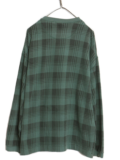 90's オールド ギャップ ヘンリーネック 長袖 Tシャツ メンズ XL 旧タグ ロンT ヘビーウェイト ストレッチ コットン チェック 大きいサイズ