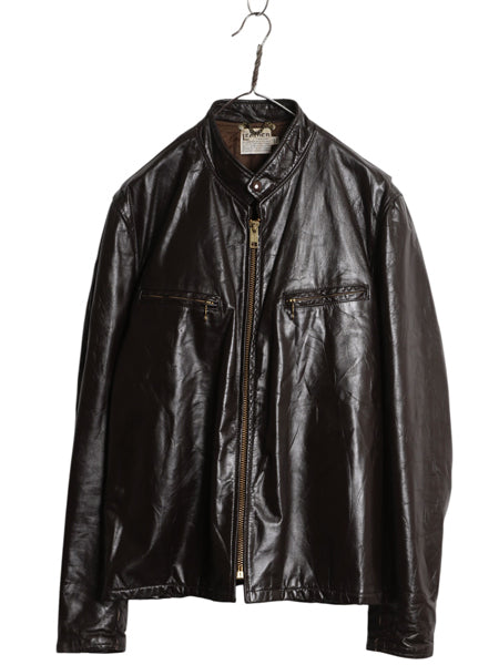 70s USA製 フィデリティ 本革 レザー シングル ライダース ジャケット メンズ XL 程 ヴィンテージ フルジップ 中綿 キルティング 革ジャン