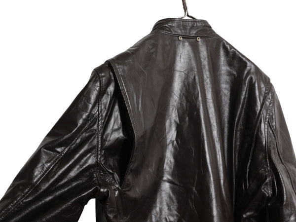 70s USA製 フィデリティ 本革 レザー シングル ライダース ジャケット メンズ XL 程 ヴィンテージ フルジップ 中綿 キルティング 革ジャン