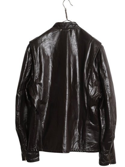70s USA製 フィデリティ 本革 レザー シングル ライダース ジャケット メンズ XL 程 ヴィンテージ フルジップ 中綿 キルティング 革ジャン
