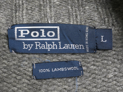 90s ポロ ラルフローレン フルジップ ニット セーター ジャケット メンズ L / オールド ラム ウール カーディガン ハイネック ドライバーズ