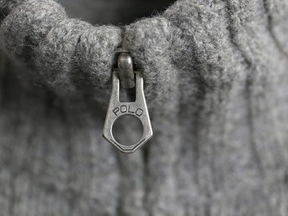 90s ポロ ラルフローレン フルジップ ニット セーター ジャケット メンズ L / オールド ラム ウール カーディガン ハイネック ドライバーズ