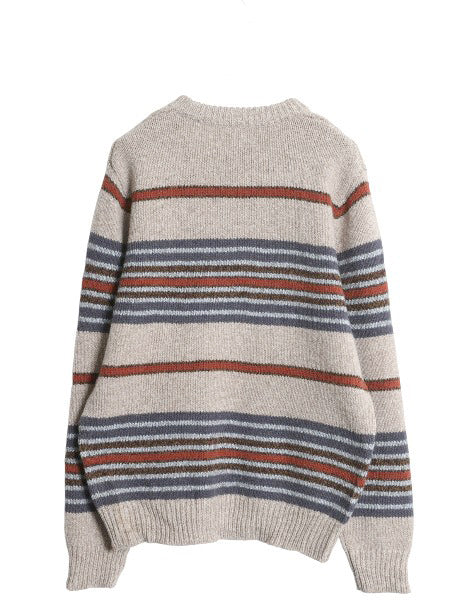 エルエルビーン ボーダー ニット セーター メンズ M アウトドア ラム ウール クルーネック 長袖ニット ミドルゲージ リブ編み マルチカラー