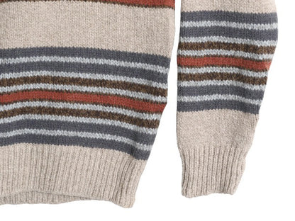 エルエルビーン ボーダー ニット セーター メンズ M アウトドア ラム ウール クルーネック 長袖ニット ミドルゲージ リブ編み マルチカラー