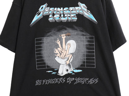 90s USA製 ★ 88FINGERSLOUIE メタリカ パロディ イラスト プリント Tシャツ メンズ XL / 古着 オールド 当時物 バンド ロック パンク 黒