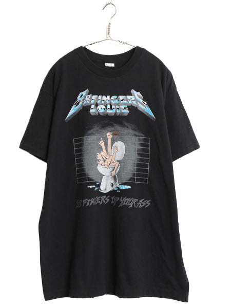 90s USA製 ★ 88FINGERSLOUIE メタリカ パロディ イラスト プリント Tシャツ メンズ XL / 古着 オールド 当時物 バンド ロック パンク 黒