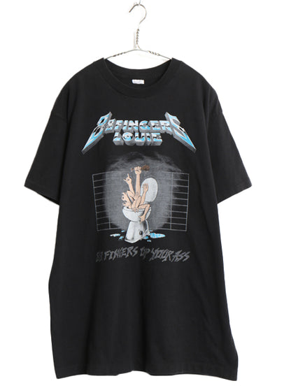 90s USA製 ★ 88FINGERSLOUIE メタリカ パロディ イラスト プリント Tシャツ メンズ XL / 古着 オールド 当時物 バンド ロック パンク 黒