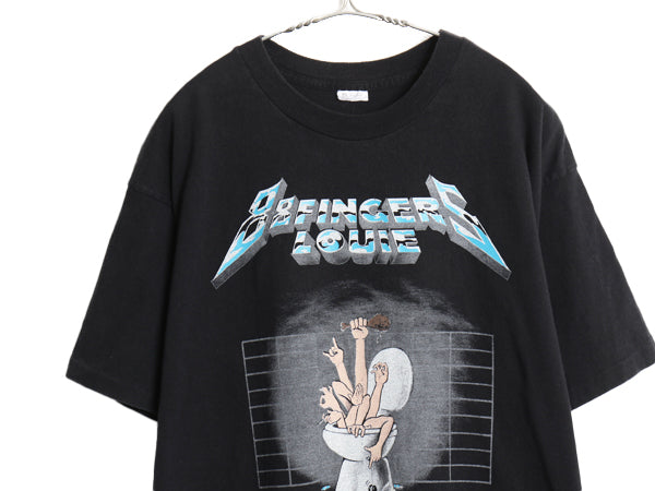 90s USA製 ★ 88FINGERSLOUIE メタリカ パロディ イラスト プリント Tシャツ メンズ XL / 古着 オールド 当時物 バンド ロック パンク 黒